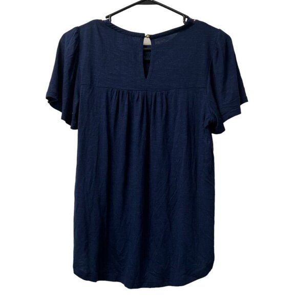 Knox Rose Peasant Blouse Embroidered Short Sleeve Dark Blue Size XS Hippie NWT - Picture 2 of 13